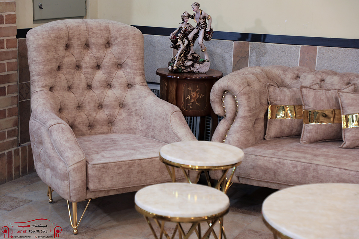 مبل چستر یونانی پایه استیل