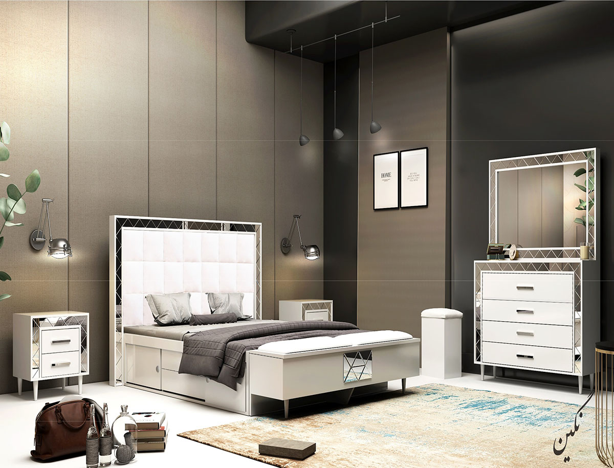 فروش قسطی سرویس خواب نگین نقره‌ای