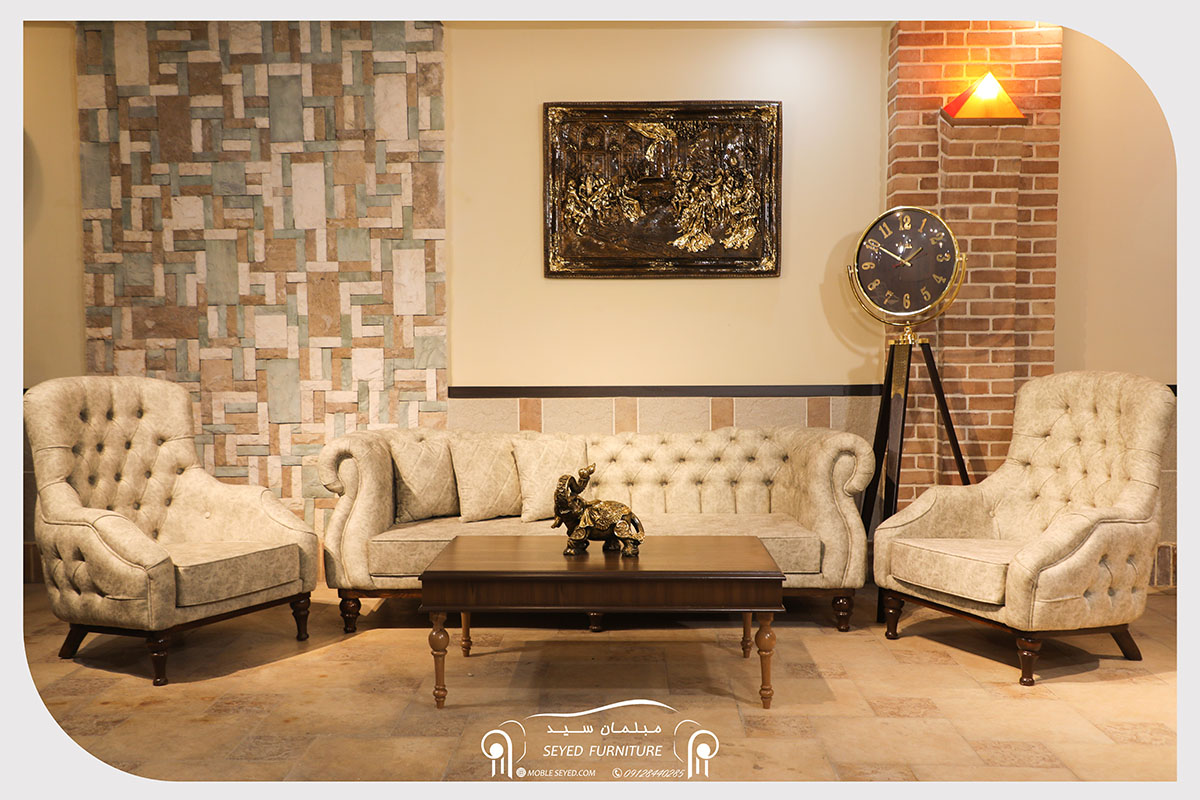 مبل چستر یونانی پایه چوبی