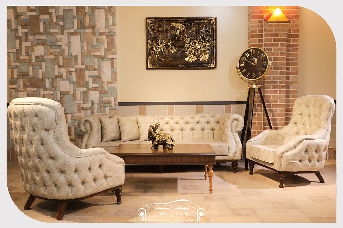 مبل چستر یونانی پایه چوبی